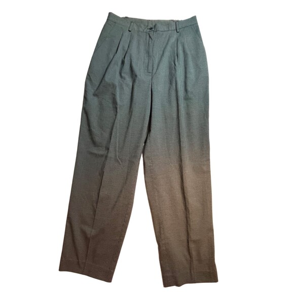 Vintage 90s Pants Trousers Green Tapered Leg Pleated Pockets Elastic‎ Waist 12 - Picture 1 of 16